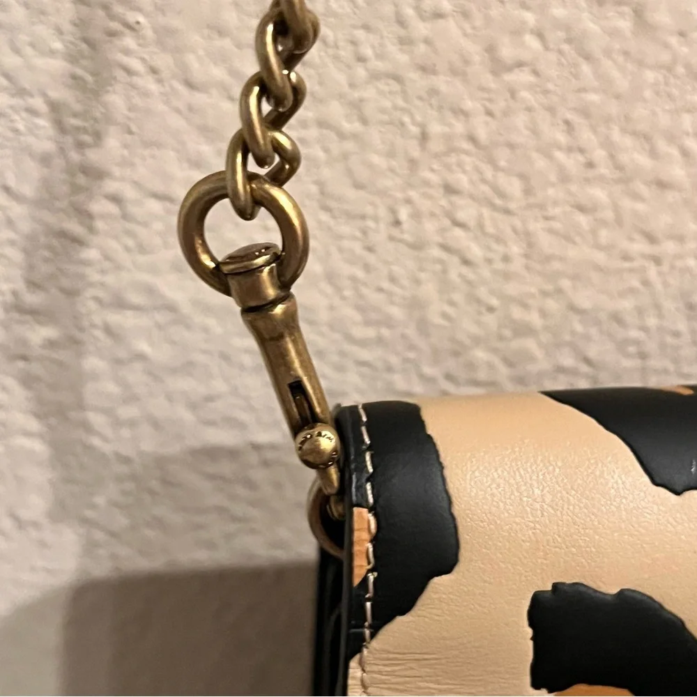Coach Callie Foldover‎ Chain Clutch Leopard Print